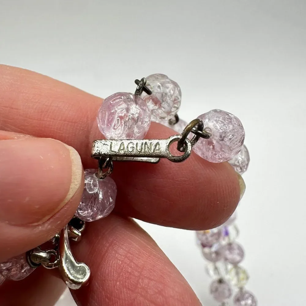 Vintage LAGUNA graduated acrylic and crystal beaded necklace and bracelet‎ set!